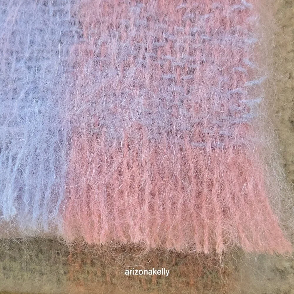 NWOT Mohair Scarf Pastel Plaid Pink Lavender St. Albans Australia